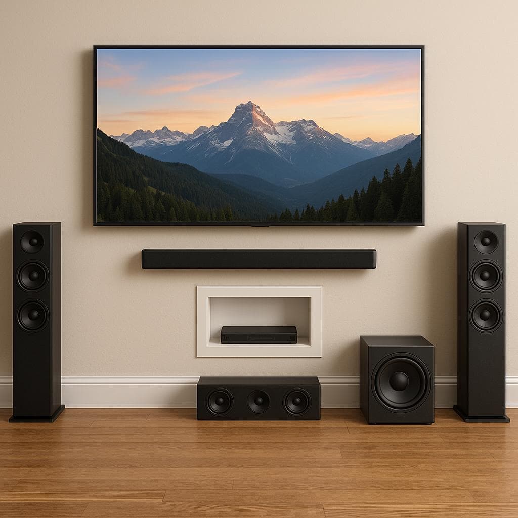 Modern living room with wall mounted TV in Albuquerque