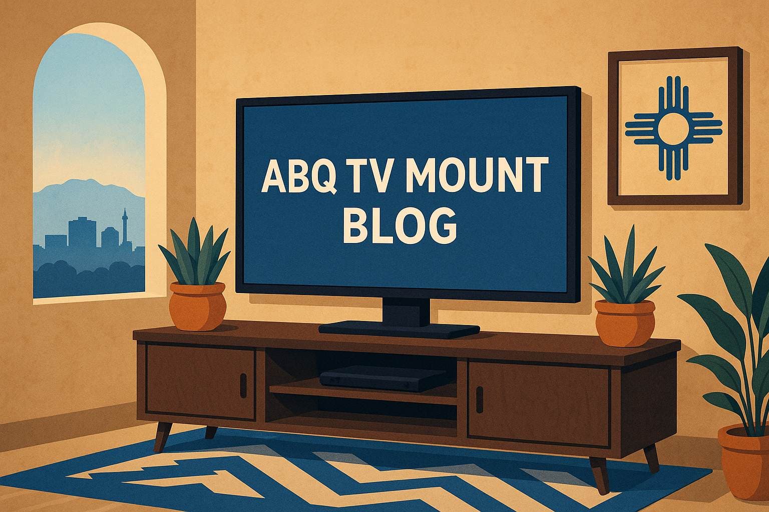 Living room TV with hidden wires